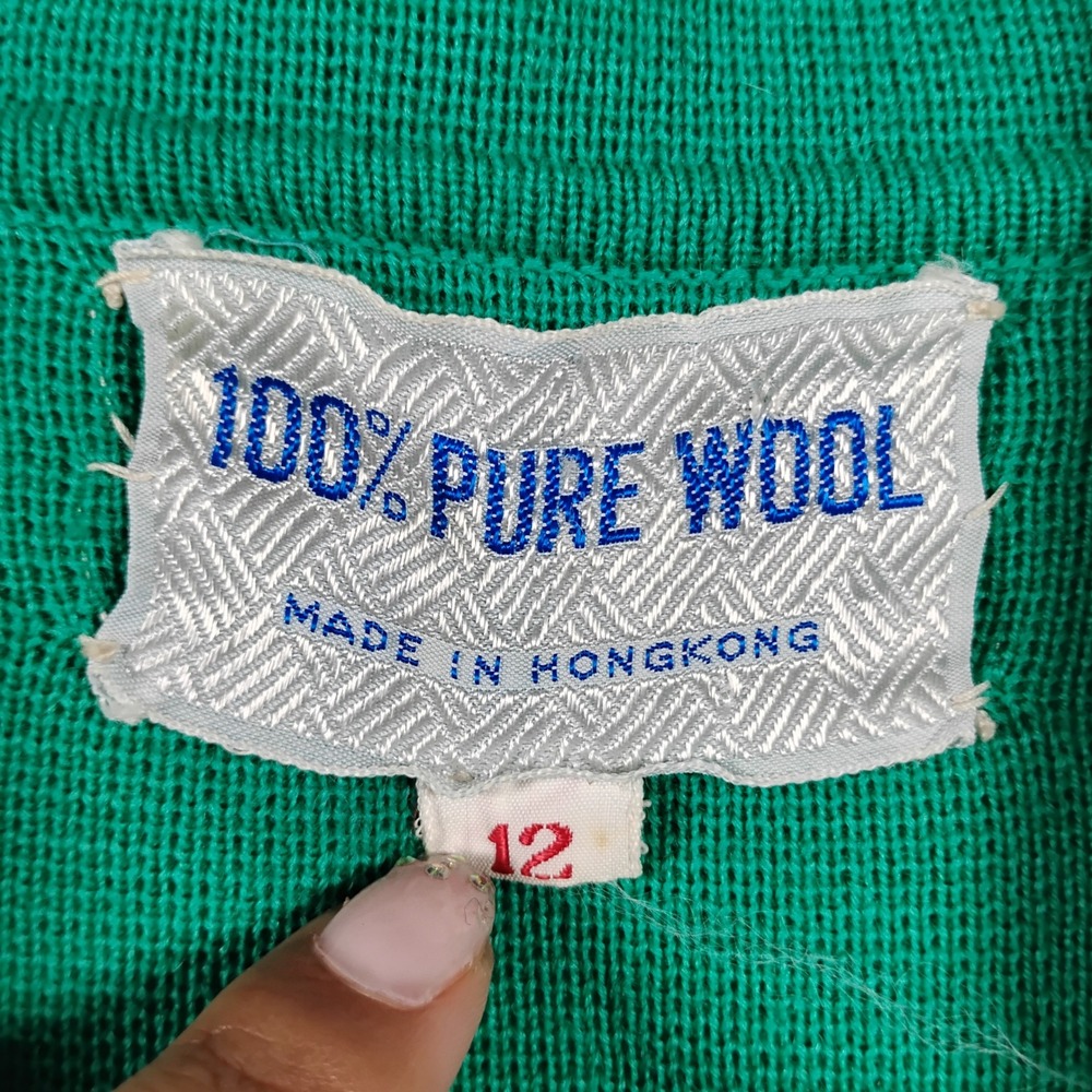 Vintage 100% Pure Wool Women's Green Plaid Button Up Cardigan Jacket Size 12 - Picture 2 of 8